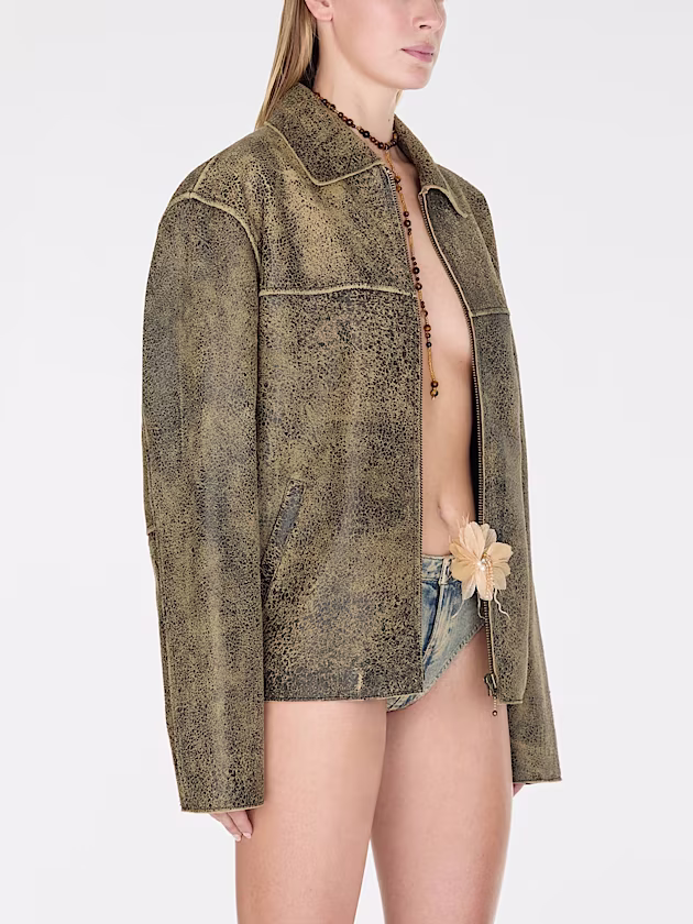 Crackled leather jacket - GUESS