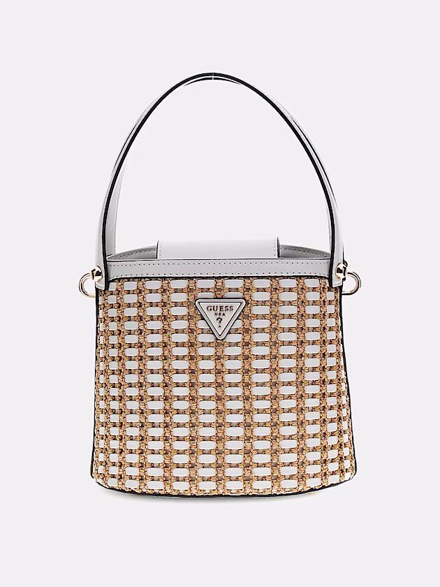 Atalia raffia mini bucket bag - GUESS