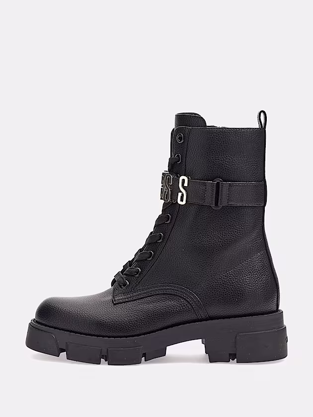 Madox lettering logo combat boots - GUESS