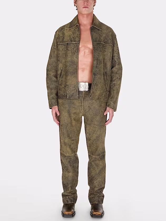 Crackled leather jacket - GUESS