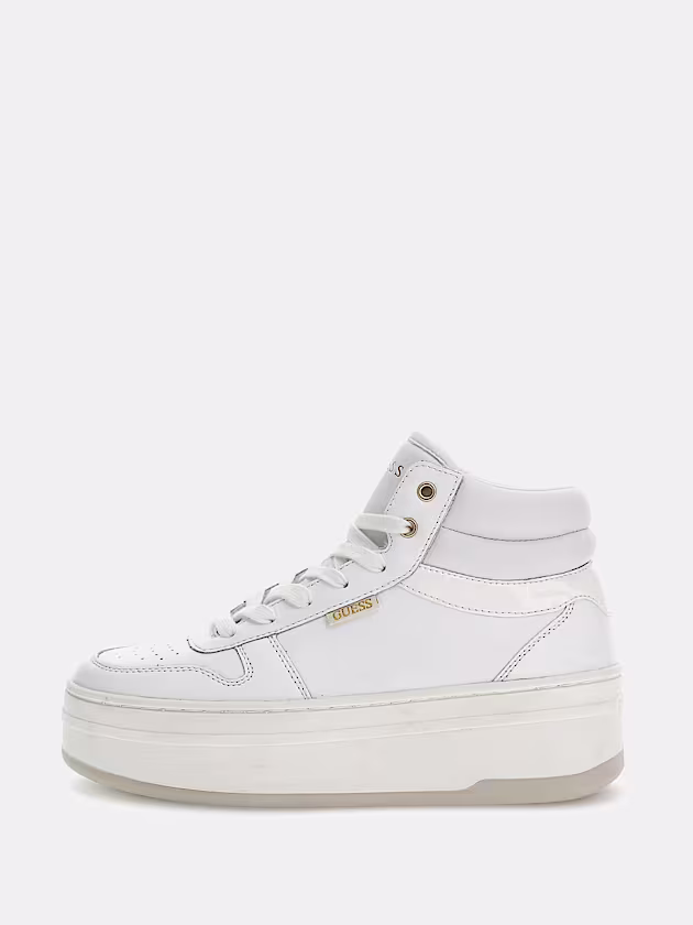 Linzy mixed-leather high sneakers - GUESS