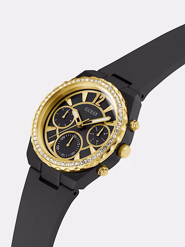 Multi-function watch with crystal appliqué detailing - GUESS