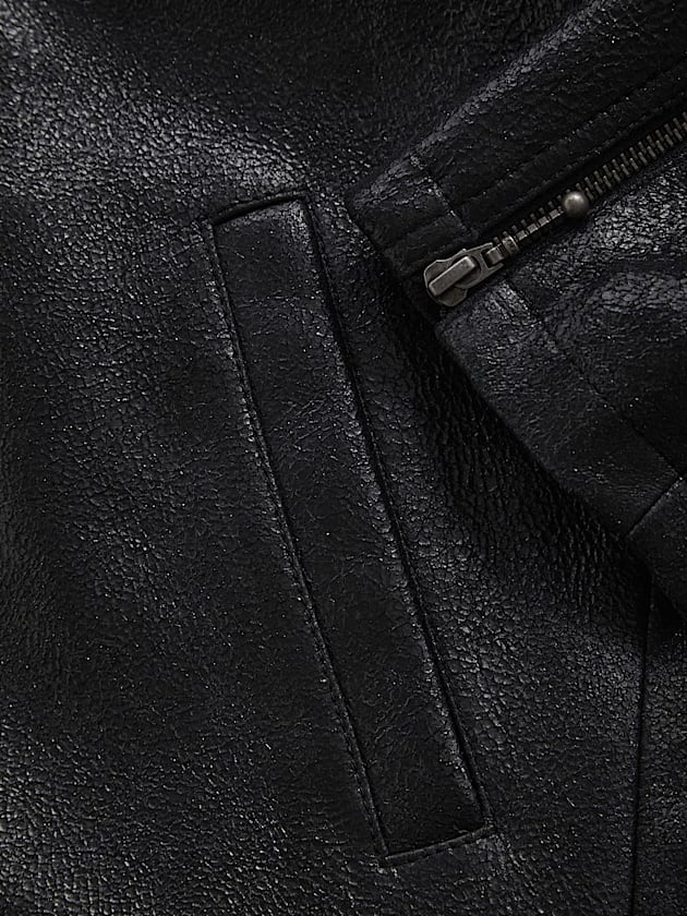 Genuine leather biker jacket - GUESS