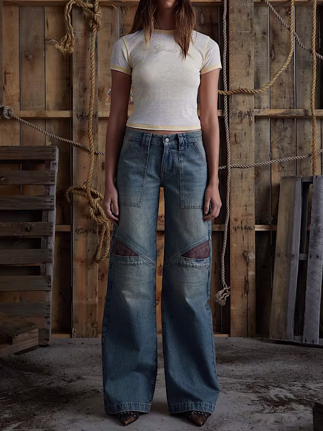 Low rise wide leg denim pant - GUESS