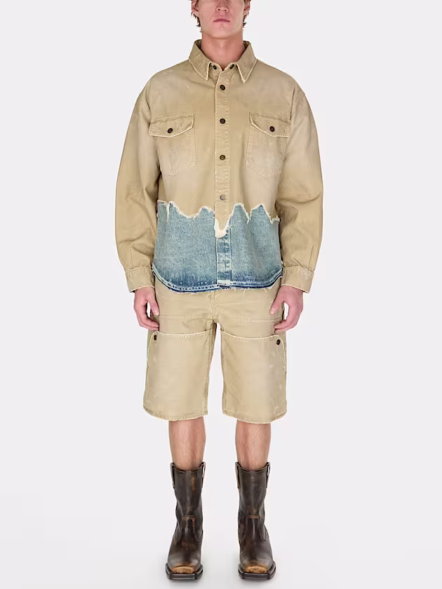 Layered distressed shirt jacket - GUESS