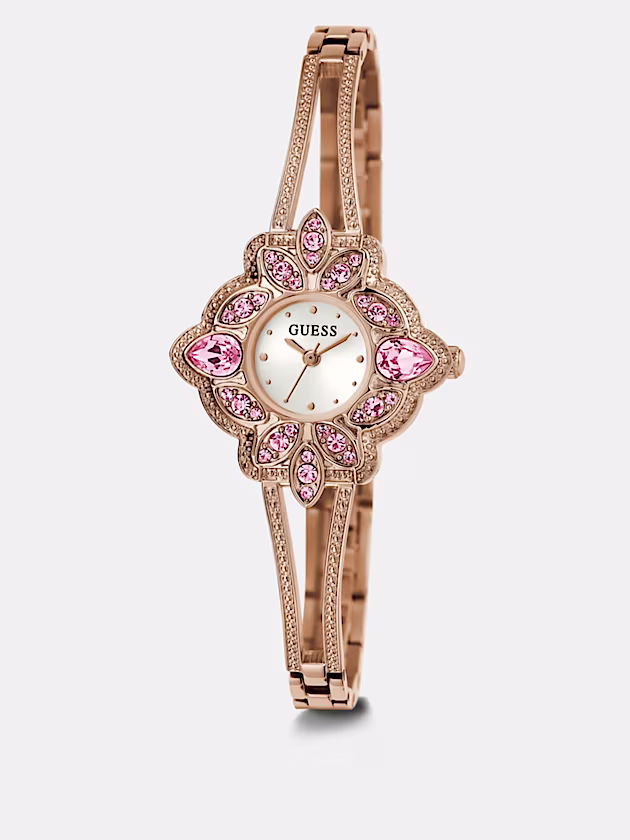 Analogue watch with flower on dial - GUESS