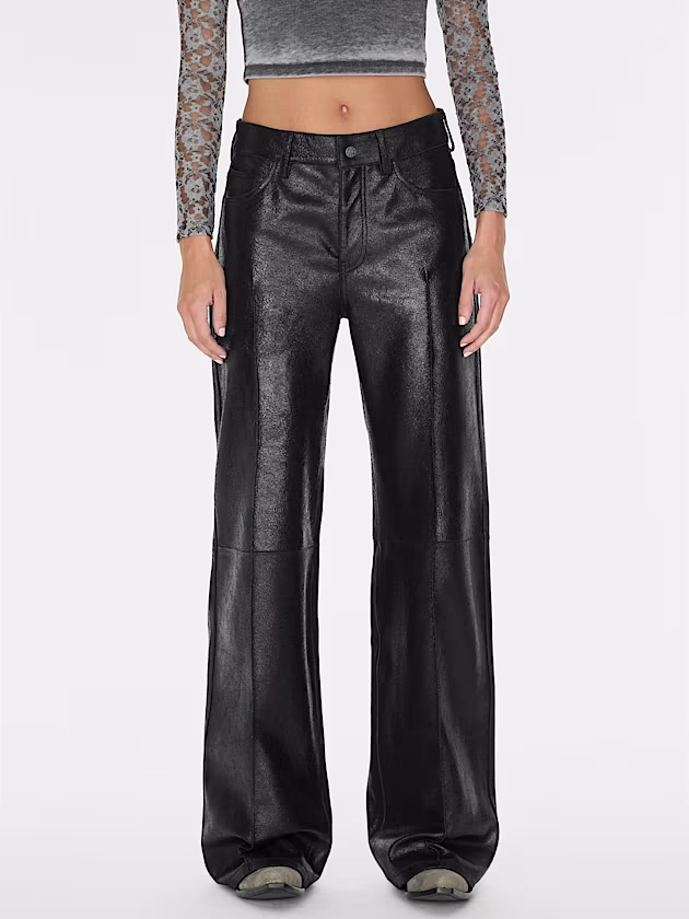 Mid rise wide leg leather pant - GUESS