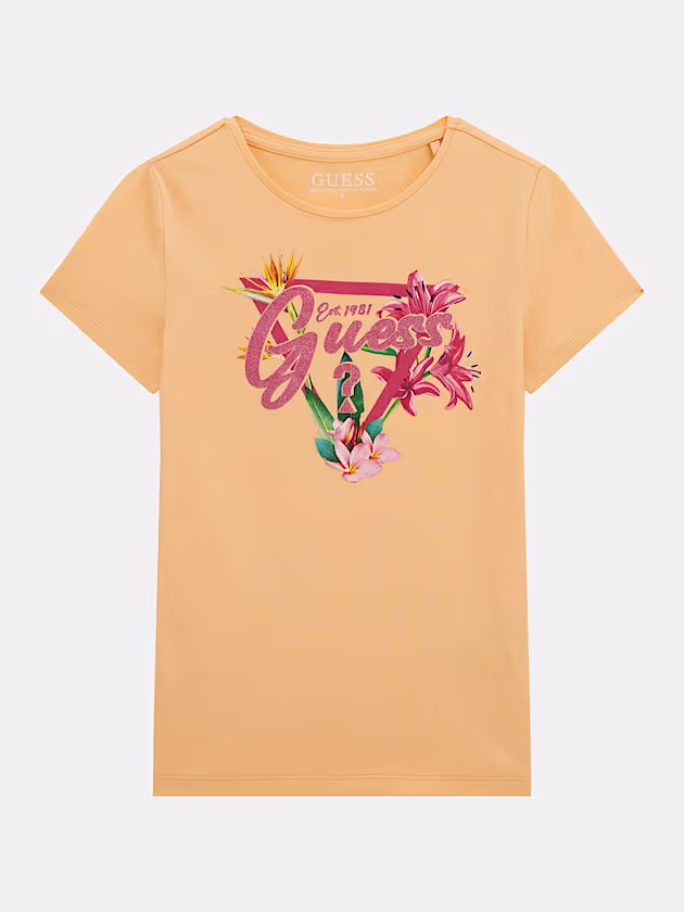 Floral triangle logo t-shirt - GUESS