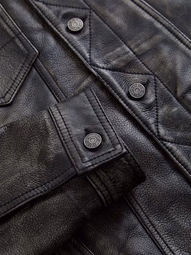 Distressed leather jacket - GUESS