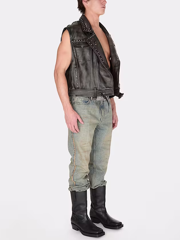 Leather vest with studs - GUESS