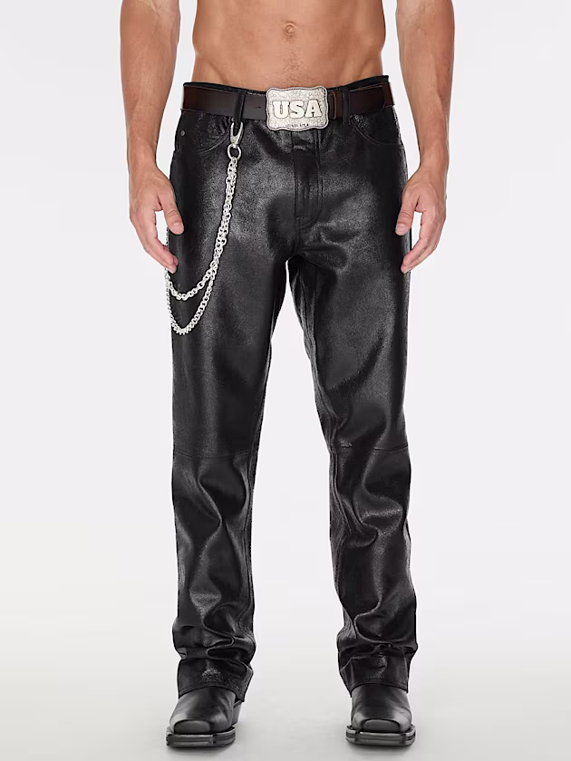 Mid rise flared leather pant - GUESS