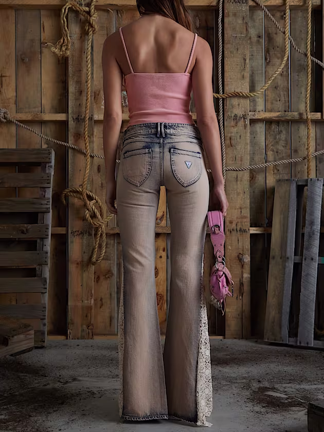 Lace flare denim pant - GUESS