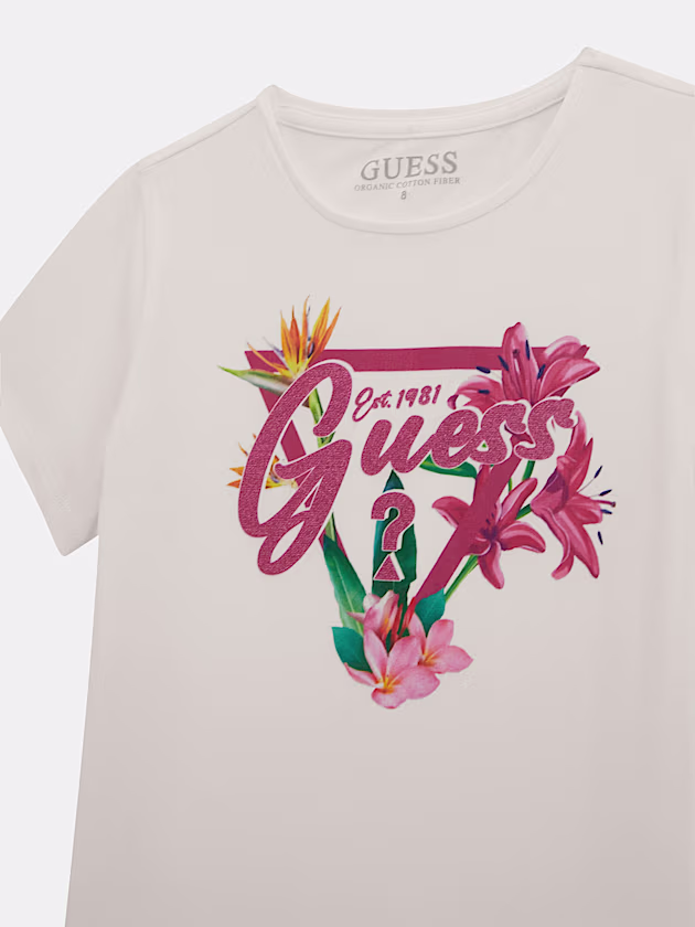 Floral triangle logo t-shirt - GUESS