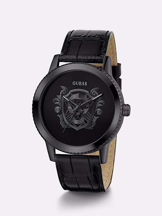 Genuine leather analogue watch - GUESS