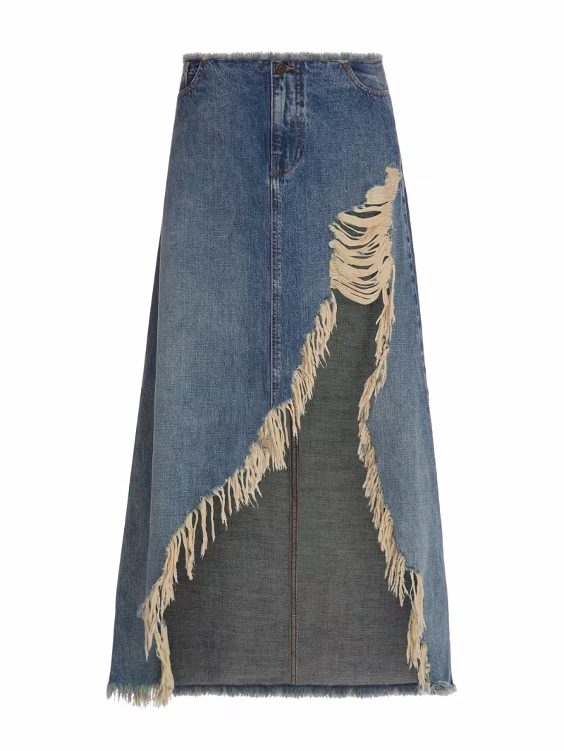 Raw hems denim long skirt - GUESS