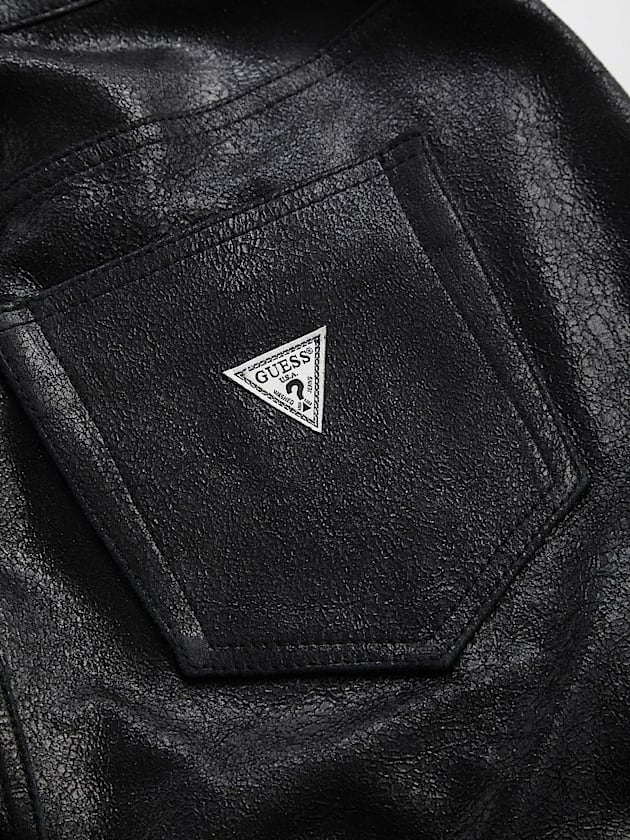 Mid rise wide leg leather pant - GUESS