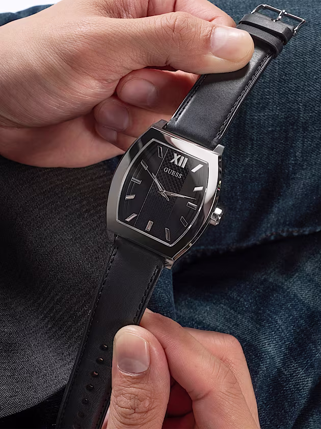 Analogue watch in genuine leather - GUESS