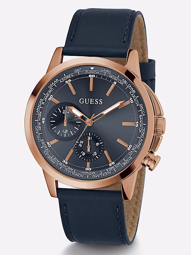 Multi-function genuine leather watch - GUESS