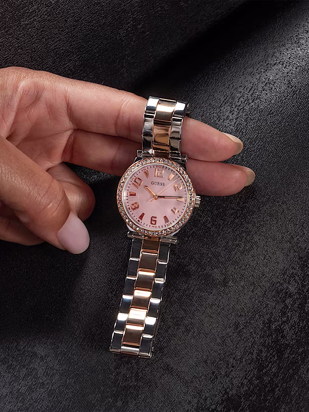 Analogue watch with crystal appliqué detailing - GUESS