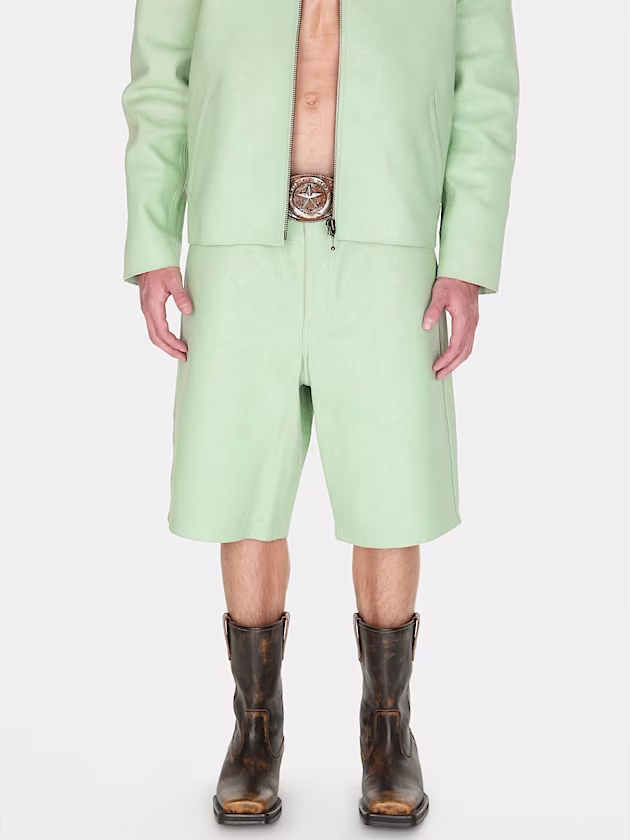 Crackled leather shorts - GUESS