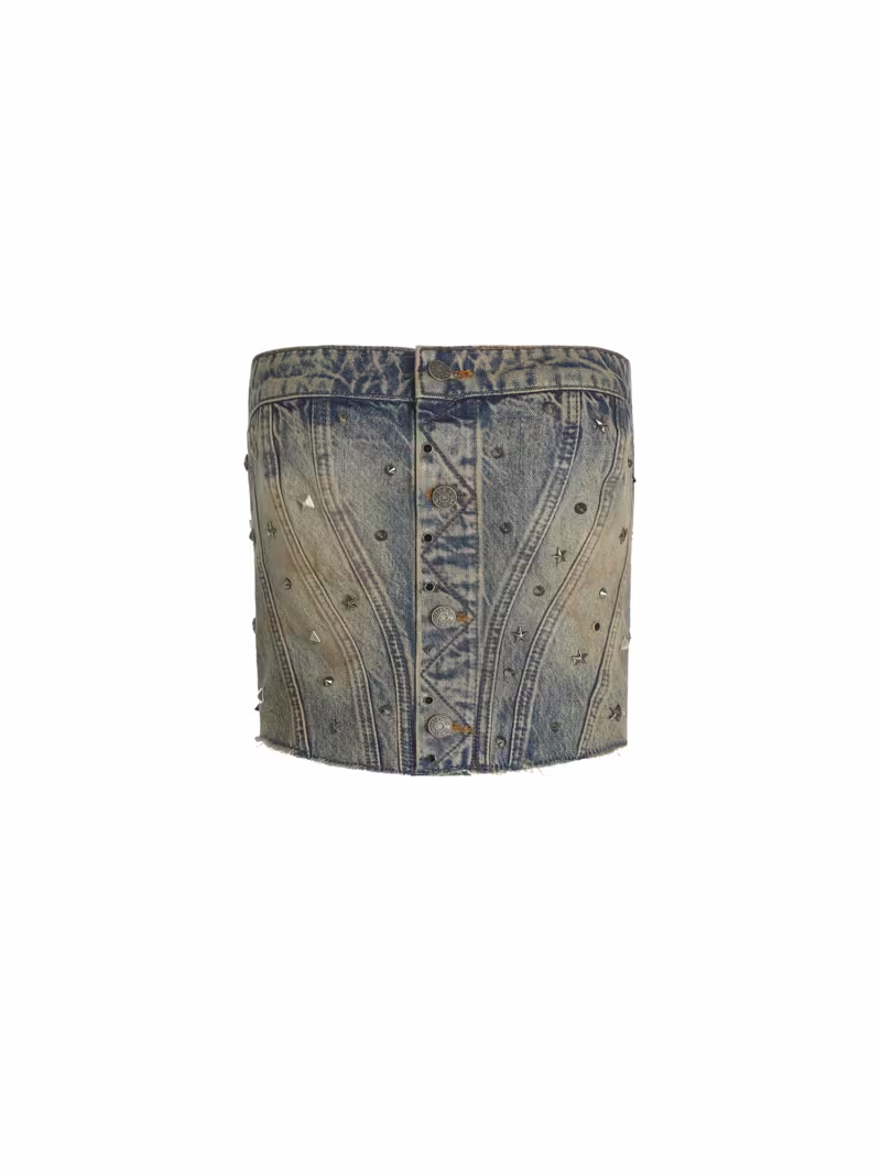 Rhinestones and studs denim vest - GUESS