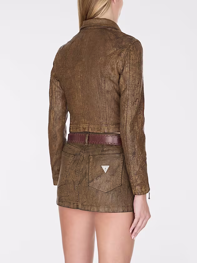 Crackle denim biker jacket - GUESS