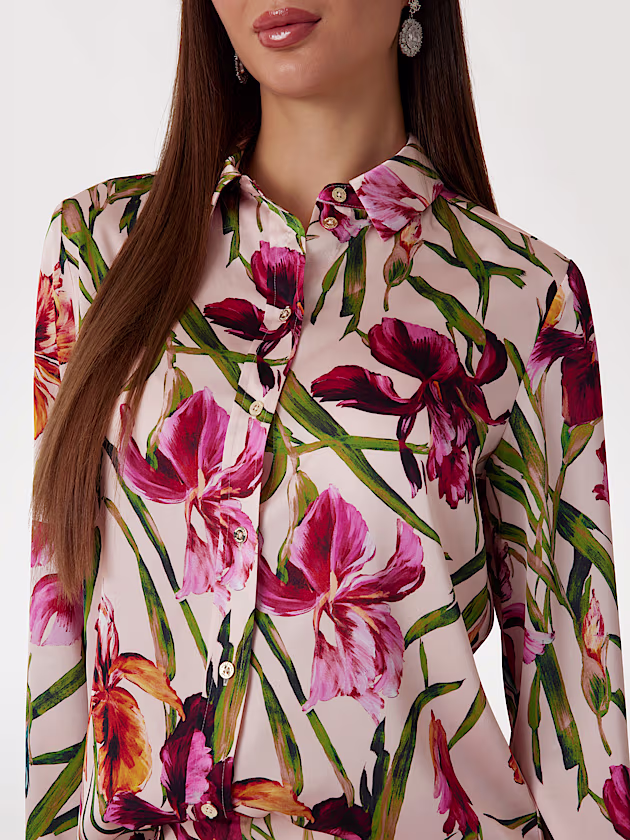 Marciano floral-print satin shirt - GUESS
