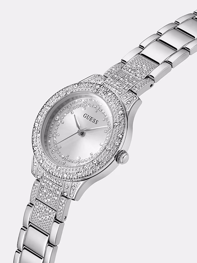Analogue watch with crystal appliqué detailing - GUESS