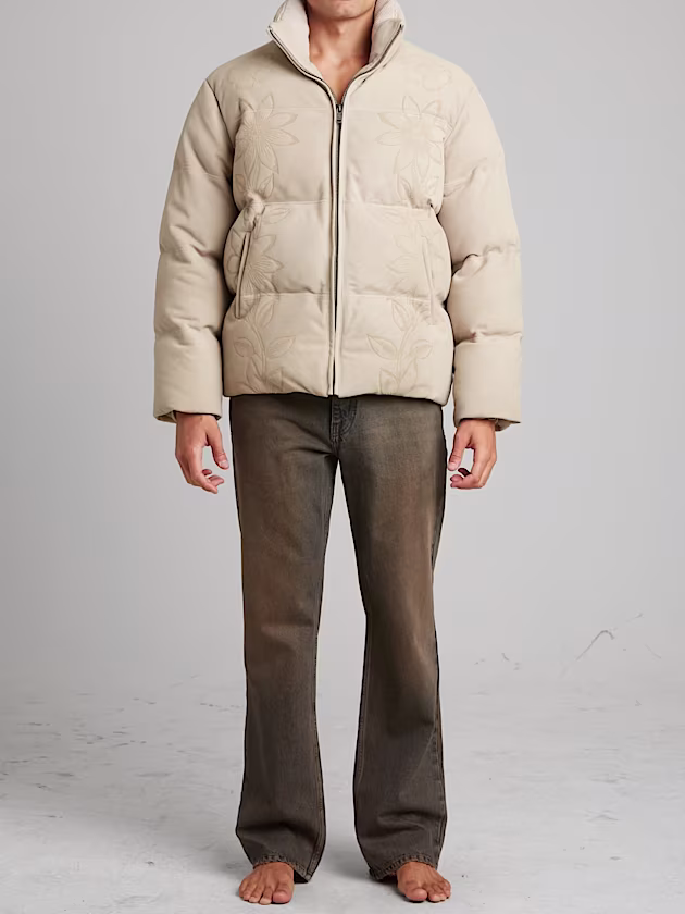 Suede Puffer Jacket - GUESS