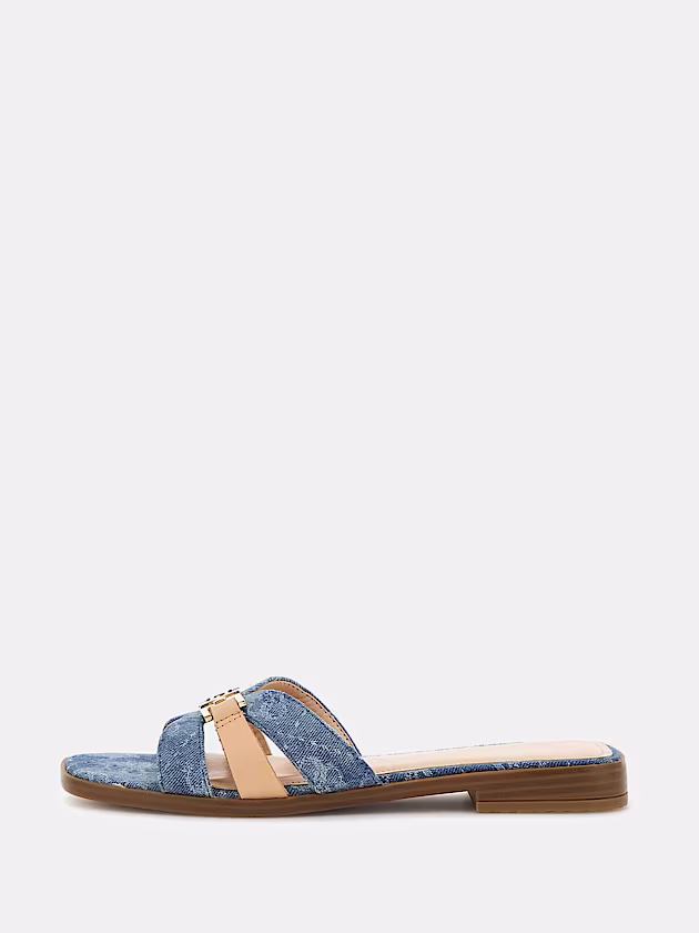 Realla leather-denim blend sandal - GUESS