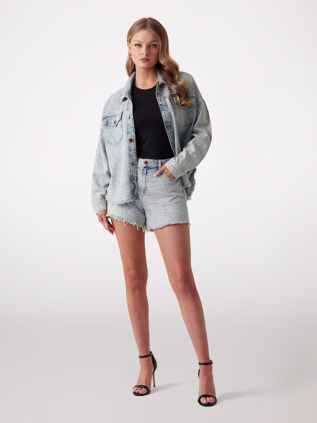 Rhinestone embellished denim jacket - GUESS