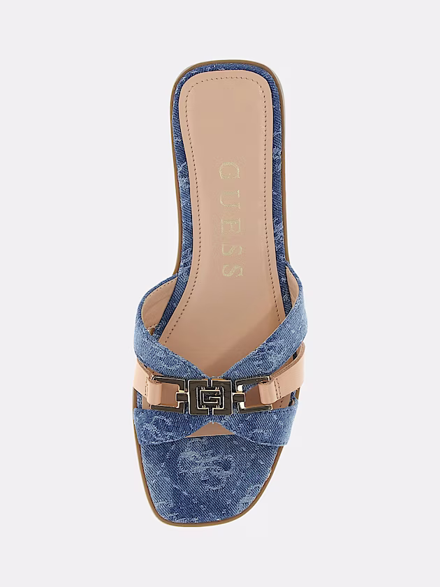 Realla leather-denim blend sandal - GUESS