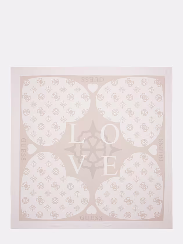 Logo and hearts viscose kefiah - GUESS