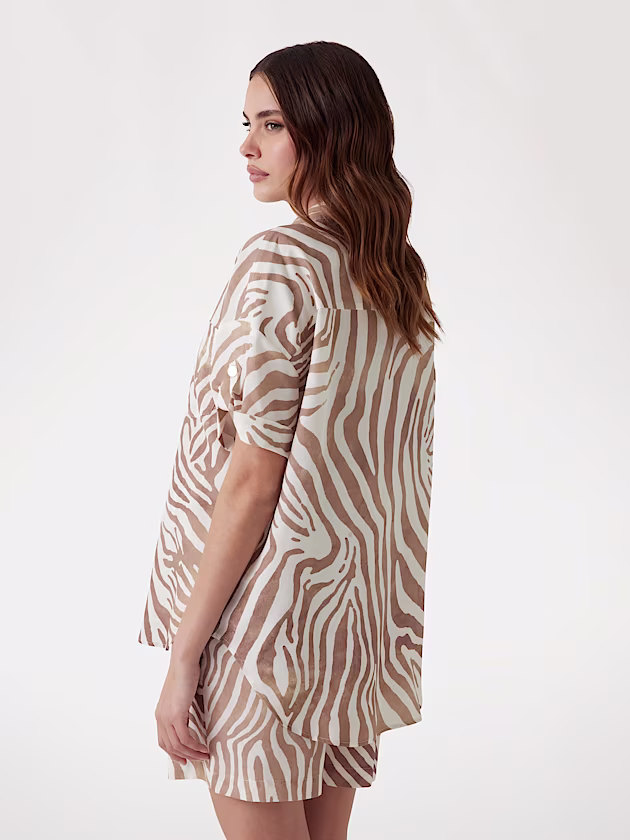 Marciano animal-print linen blend  shirt - GUESS