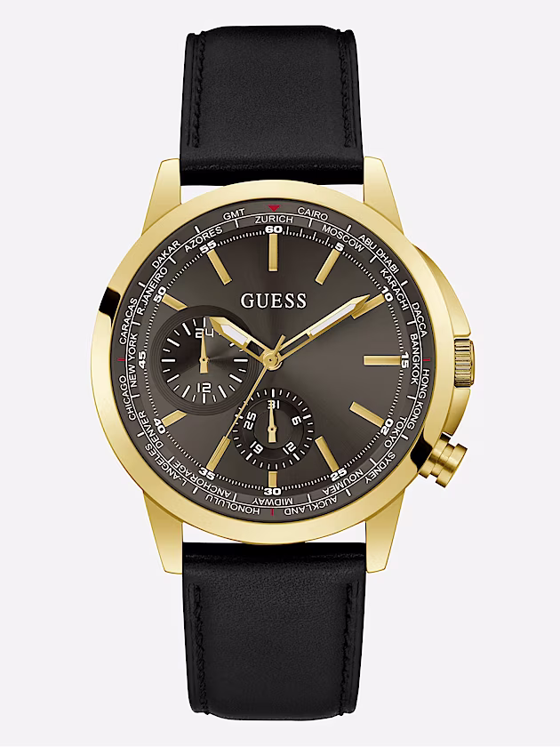Multi-function genuine leather watch - GUESS