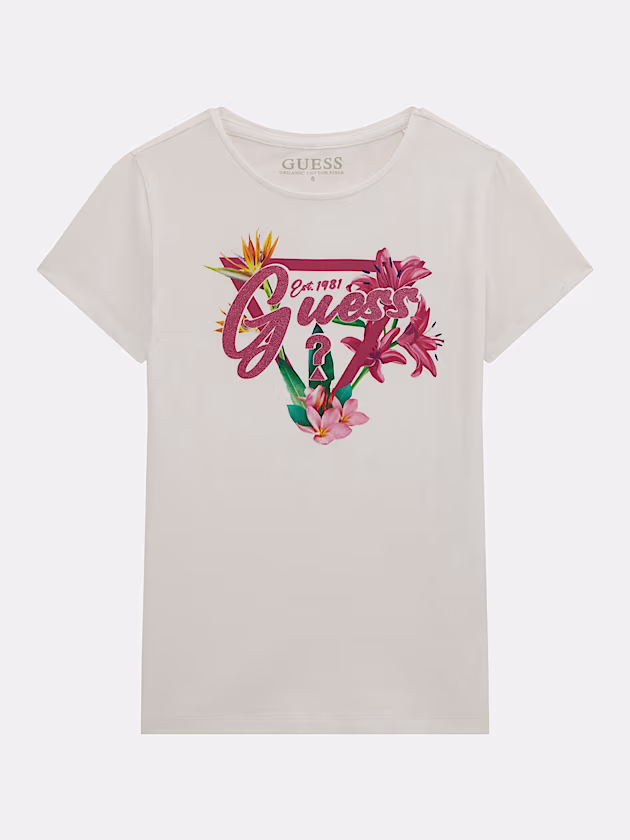 Floral triangle logo t-shirt - GUESS