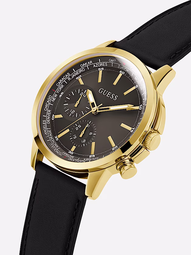 Multi-function genuine leather watch - GUESS