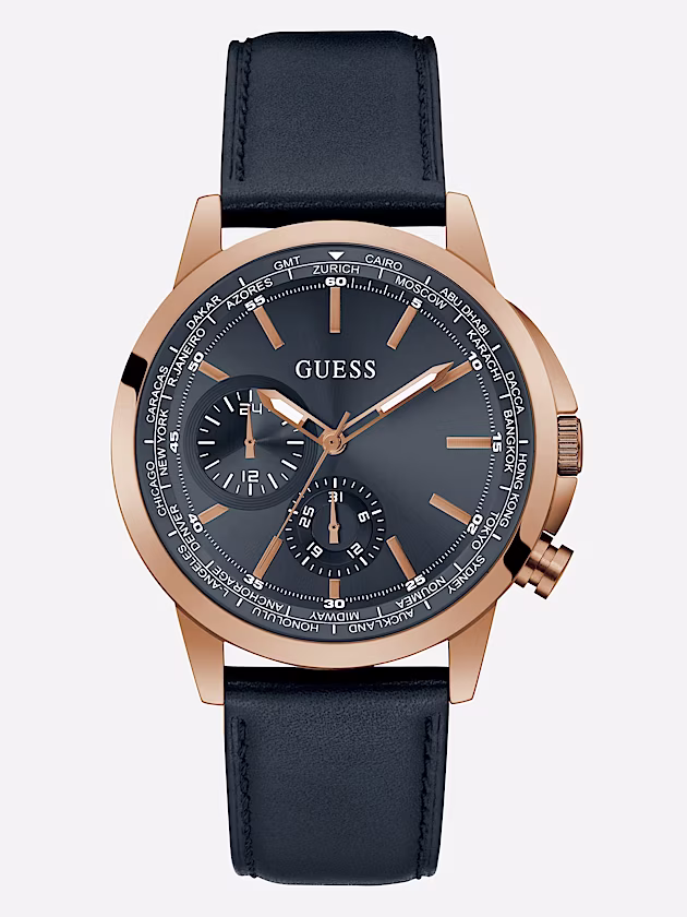 Multi-function genuine leather watch - GUESS