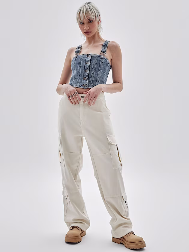 Front buttons denim bustier - GUESS