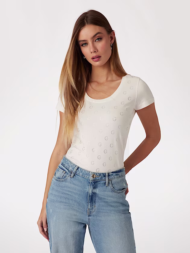 Rhinestones G logo t-shirt - GUESS