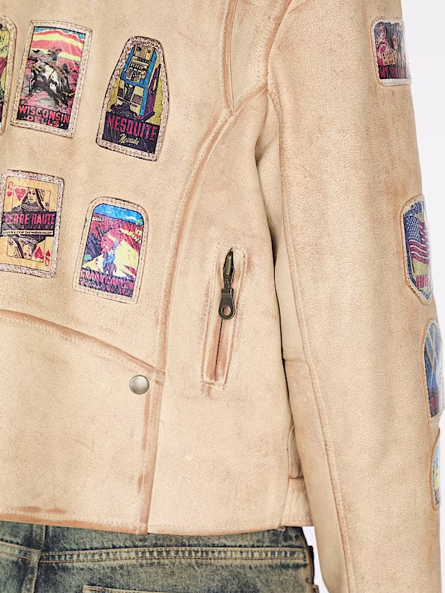 Genuine leather biker jacket - GUESS