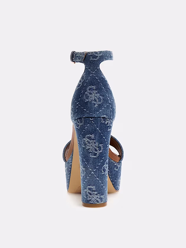 Settle leather-denim blend sandal - GUESS