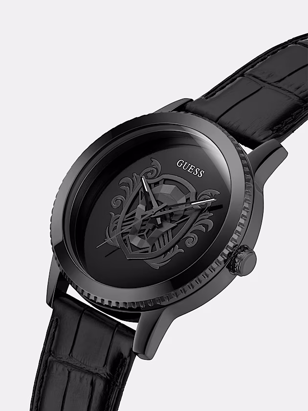 Genuine leather analogue watch - GUESS