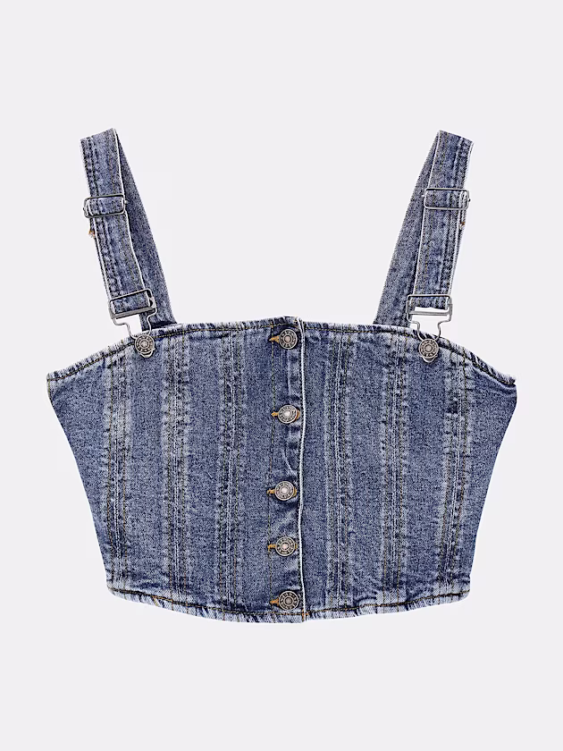 Front buttons denim bustier - GUESS