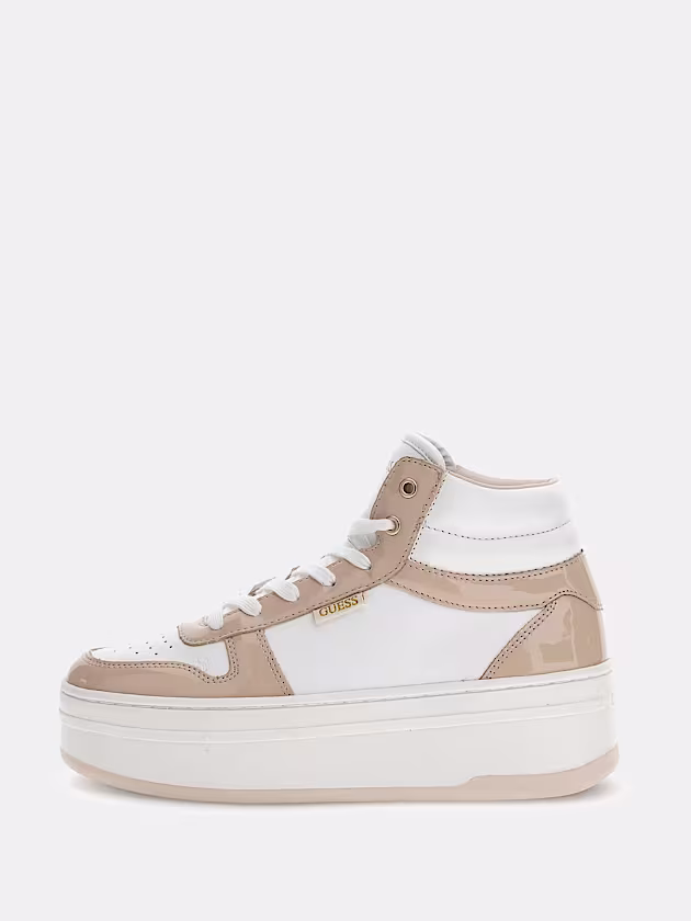 Linzy mixed-leather high sneakers - GUESS