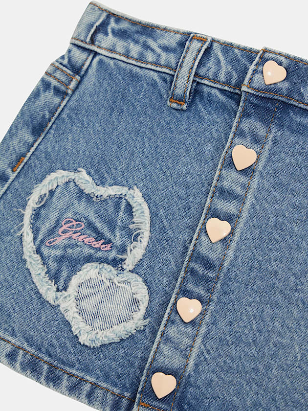Heart patches denim skirt - GUESS