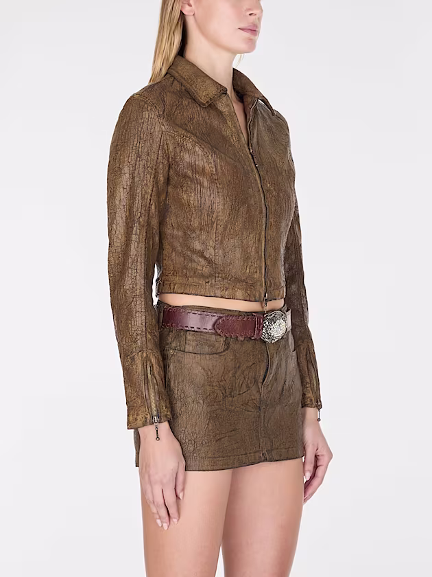 Crackle denim biker jacket - GUESS