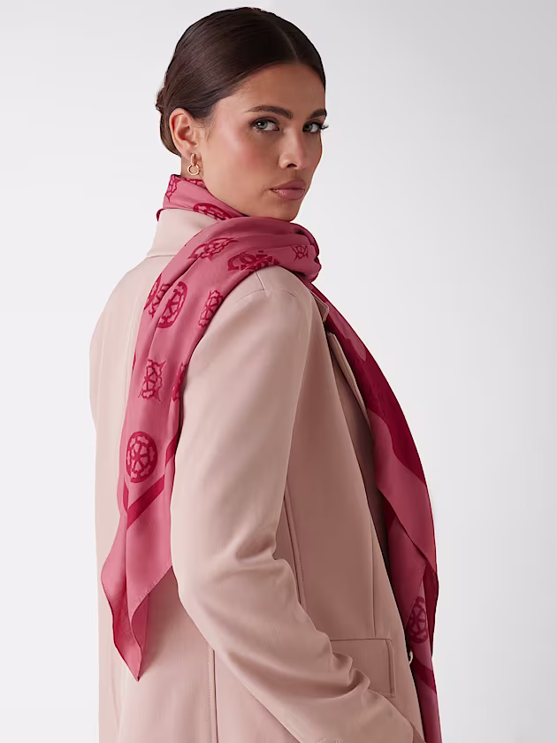 Logo and hearts viscose kefiah - GUESS