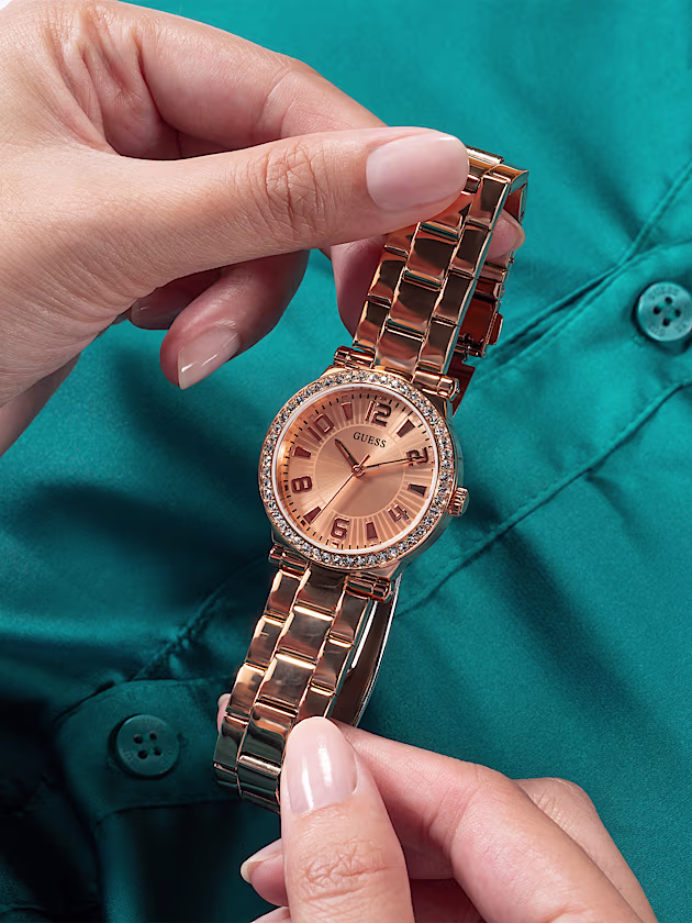 Analogue watch with crystal appliqué detailing - GUESS