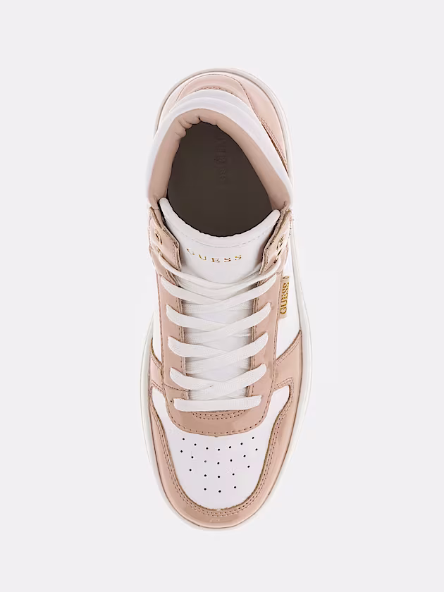 Linzy mixed-leather high sneakers - GUESS